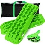 Rhino USA Recovery Traction Boards (Green) - Ultimate Offroad Tracks Board for 4x4 Vehicles - Best Off-Road Accessories for Sand, Mud & Snow - Heavy Duty Zipper Carry Bag Included