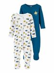 NAME IT Baby Boys' Nbmnightsuit 2P W/F Legion Blue Noos Toddler Sleepers, 2-3 Years