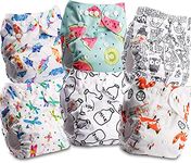 Littles and Bloomz Baby Reusable Pocket Nappy Cloth Diaper, Standard Popper, 6 Nappies, FLP2-0606