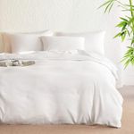 Wake In Cloud - Bamboo Blend Quilt Cover Set, Ultra Soft Cooling Duvet Doona Cover Bed Bedding, 3 Pieces, White, King Size