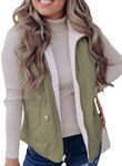 SHEWIN Women Puffer Vest Casual Stand Collar Sleeveless Puffer Jacket Warm Winter Reversible Zip Up Quilted Jackets Fall Clothes,US 20-22(2XL),Light Green