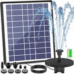 AISITIN 6.5W Solar Fountain with Battery Backup, Upgraded Solar Pond Pump, Solar Floating Fountain Pump with 10 Fountain Styles for Garden, Bird Bath, Pond and Fish Container