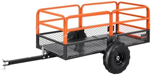 VEVOR 22 Cu.Ft 1600Lbs Steel ATV UTV Trailer Tow Behind Dump Cart, Heavy Duty Pull Behind Utility Dump Trailer for Lawn Mower Trailer Tractor Garden Yard with Removable Rear Panel