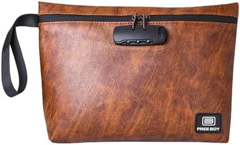 Free Boy 11.8"x8.6"Smell Proof Bag with Combination Lock,Odor Proof Travel Storage Pouch-Brown