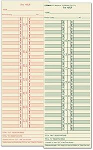 TOPS Time Cards, Semi-Monthly, 2-Sided, 3-1/2" x 10-1/2", Manila, Green/Red Print, 500-Count (1276)