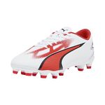 PUMA Men's Ultra Play Firm Artificial Ground Sneaker, Puma White-puma Black-fire Orchid, 9.5