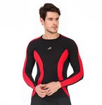 ReDesign Apparels Men Compression Top Tshirt Full Sleeve Nylon Tights (Large(38-40inch Chest), Black/Red)