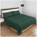 Easy Care Percale Flat Sheets Double- Shrinkage And Fade Resistant Bedsheet- Non Iron Bedding Polycotton Fabric Sheet- Dark Green