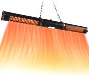 Star Patio Electric Patio Heater, Hanging Patio Heater, Ceiling Outdoor Heater, 750/1500W Infrared Heater with Cylinder Shape, Sectional & Silent Heating, IP54 Waterproof, STP2566-RMLED-CN2024