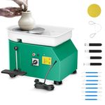 Electric Pottery Wheel, Potuem 350W 25CM Pottery Wheel with Adjustable Speed Pedal & Handle, Pottery Wheel Forming Machine with Detachable Basin, Shaping Tools for DIY Clay Art, Pottery Studio (Green)