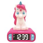 Lexibook -RL800UNI Children's Night Light, Luminous, Unicorn Sound Effects, Clock, Alarm for Girls, Snooze, Pink Color, RL800UNI