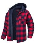 MAGCOMSEN Men's Plaid Jacket with Hood Flannel Shirt for Mens Work Jacket Flannel Jackets Mens Sherpa Jacket Quilted Jacket