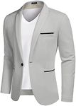 COOFANDY Mens Slim Fit Premium Stylish Suit Coat Jacket Modern Business Blazers, Light Gray, XX-Large