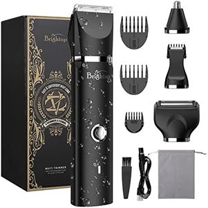 Brightup Manscape Electric Razor for Men, Wet/Dry Pubic Ball Nose Body Facial Shaver with LED Light, Body Hair Trimmer with Storage Bag, Womens Bikini Trimmer, Mens Grooming Kit