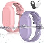 [2Pack] BIQIRE Bracelet Compatible for Samsung Galaxy SmartTag 2 (2023), Soft Silicone Wristband Smart Tag 2 Holder Kids Hidden Galaxy Smart Tag 2 Case Cover for Toddler Child Elderly (Pink+Purple)