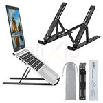 PLIXIO Aluminum Tabletop Laptop Stand Ergonomic Foldable Portable Laptop Stand Holder Compatible for MacBook, HP, Dell, Lenovo & All Other Notebook (Black)