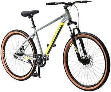 FitTrip Scrambler 27.5T | Single Speed Non-Gear MTB Cycle for Men | QC Tested Steel Alloy Frame| Dual Disk Brakes | Puncture Resistant Tyres | Unisex | Fully Fitted (Nardo Grey-Yellow) (Size : M)