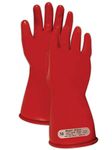 MAGID Class 00 Natural Rubber Latex Insulating Linemen Safety Gloves, 11” Long, Red, 1 Pair