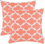 CaliTime Pack of 2 Throw Pillow Covers Cases for Bench Sofa Home Decor, Modern Quatrefoil Accent Geometric, 45cm x 45cm, Coral Pink