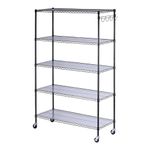 Alera ALESW654818BA 48 in. x 18 in. x 72 in. 5-Shelf Wire Shelving Kit with Casters and Shelf Liners - Black Anthracite