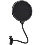 YOTTO Microphone Pop Filter Studio Windscreen Mic Cover Mask Shield with Flexible Gooseneck and Clamp for Blue Yeti, Audio Technica and All Microphones