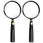 Magnifying Glass 2PCS Handheld Reading Magnifier 90mm 5X Magnifier Portable Magnifying Lens for Reading Repairing Observation