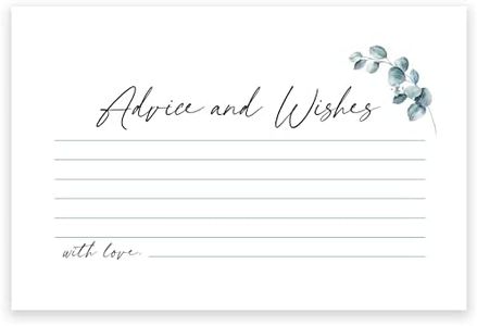 Watercolor Advice and Wishes Cards, 50 Pack,Double Sided,4x6, Uncoated, Heavyweight Card Stock, Ideal for Weddings,Bridal Showers, Baby Showers, Thanksgiving, Christmas, other Parties and Celebrations