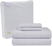 Lane Linen 100% Cotton Flannel Sheets Set - Queen Size Flannel Sheets, 4-Piece Luxury Bedding Sets, Brushed for Extra Softness, Warm, 15' Deep Pocket (Fits Upto 17' Mattress) - Ticking Stripe