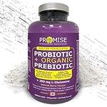 Promise Organic Probiotic + Prebiotic 300g (11oz) + 250mg of L-Glutamine) 45 Billion CFU & 7 Strains, Support for Digestive Health, Gut Flora, Reduce Bloating, Constipation, Gas & Leaky Gut Relief