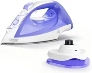 OMAIGA Cordless Iron, 1550W Cordless Iron with Steam, 2-In-1 Cordless/Corded Iron for Clothes with 12.85oz Water Tank, Anti Drip Steam Iron with Ceramic Soleplate and 5 Temperature Settings