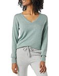 Amazon Essentials Women's Lightweight Long-Sleeve V-Neck Tunic Sweater (Available in Plus Size), Sage Green Heather, X-Large