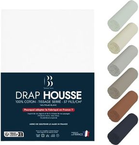 Drap Housse 140x190 Bonnet 40cm Blanc Draps Housses 100% Coton Qualité Supérieur 4 Coins Extensible, Respirant et Doux spécial Matelas épais