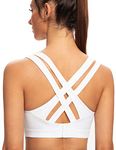 AGONVIN Women's High Impact Plus Size Large Bust Sexy Strappy Wireless Padded Sports Bras White S Plus