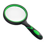 Large Magnifying Glass 10X Reading Handheld Magnifier Applied to Science Books Newspaper Reading Insects Hobby Observation Premium Non-Slip Soft Hand Shank Magnifying Glass for Seniors Kids