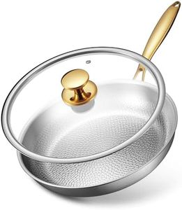 Titanium Pans for Cooking | 12 Inch Pure Titanium Skillet Set with Lid | Hammered Chef-Grade Design | PFAS/PFOA/PTFE-Free | Induction & Oven-Safe, Dishwasher Safe