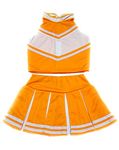 Total 2550 Women Cheerleader Cheerleading Outfit Uniform Costume Cosplay Yellow Gold/White (S/ 4-6)