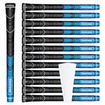 Geoleap Golf Grips Set of 13- Grips with Tapes and Grips with All Repair Kits for Choice,Hybrid Golf Club Grips,Standard/Midsize,All Weather Contral, High Feedback & Traction. (Standard, Blue-Classic( 13 grips only with 15 tapes))