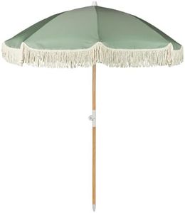 BUTLERS Strandschirm mit Fransen Ø 160cm -BOHO LOUNGE- FSC-zertifizierter Balkonschirm | UV-Schutz 80 Schirm knickbar | Sonnenschutz für Garten & Balkonmöbel
