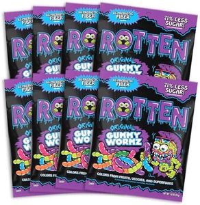 Rotten Original Gummy Worms - Low Sugar, Low Calorie, 7g Gut-Friendly Prebiotic Fiber and 3g Protein, Gluten Free Candy - 1.8 oz - 8-Pack