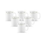 La Opala Diva, Opal Glass Coffee Mug Set Cylinder Medium 6 pcs, White Passion, White, Standard