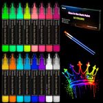 Roizefar Glow in the Dark Paint, 16 Colours x 20ml Paints, Long-Lasting Luminous Glow Fabric Paint for T-Shirt, Canvas, Ideal for Art Supplies and DIY Decoration