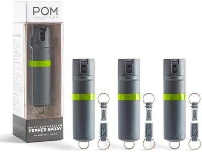 POM Pepper Spray Flip Top Keychain - Maximum Strength OC Spray Self Defenes - 25 Bursts, 10ft Range - Accurate Stream Pattern