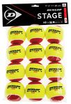 Dunlop Sports Stage 3 Transition Tennis Ball, 12-Ball Pack, Red/Yellow