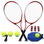 ZHUOKECE Tennis Rackets for Adult, 2 Players Adult Recreational Tennis Rackets Set for Beginners and Professional with 4 Tennis Balls, 3 Overgrips, 1 Tennis Bag (Red)