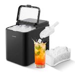 COMFEE' RCI12BL1UK(E) Countertop Ice Maker, 12kg in 24H, 8 Ice Bullets in 6-9 minutes, 2 Bullet Ice Sizes, Self-Cleaning Ice Machine with Ice Scoop & Basket, Suitable for Home/Kitchen/Office/Party