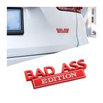 Car Bad Ass Edition Emblem, 3D Fender Badge Decal Car Sticker with 3M Adhesive, Auto Accessories for Tailgate Front Grille Hood Trunk, Car Replacement Compatible with Car Motorcycle SUV (Red/White)