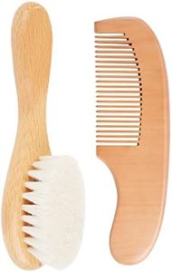 Baby Hair Brush and Baby Comb Set, Baby Hair Brush with Natural Soft Goat Bristles, Natural Wooden Comb, Cradle Cap Brush, Baby Brush Set for Newborns & Toddlers, Perfect Registry Gift
