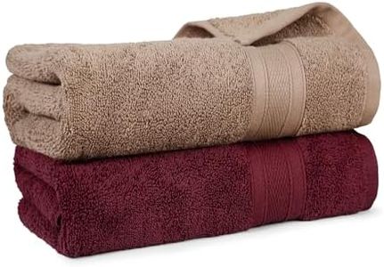 MYTRIDENT Soft Comfort Air Rich 100% Cotton Towels for Bath, 500 GSM Large Size Bathroom Towels for Men/Women, 2PC Bath (69 cm x 137 cm), Acorn and Wine Red