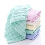 JUST GOODS Baby Washcloths Towel for Baby Care Soft and Absorbent,Natural Organic Cotton Baby Wipes for Sensitive Skin - Baby Shower Gift (30 X 30 cm) (Pack of 5)