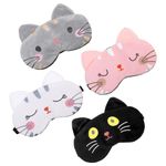 KLEBREIS 4 Pcs Cute Eyemask for Sleeping,Kids Cartoon Cat Sleepingmask,Soft and Lightweight Travel Eye Cover,Funny Animal Blindfold for Women Men Kids